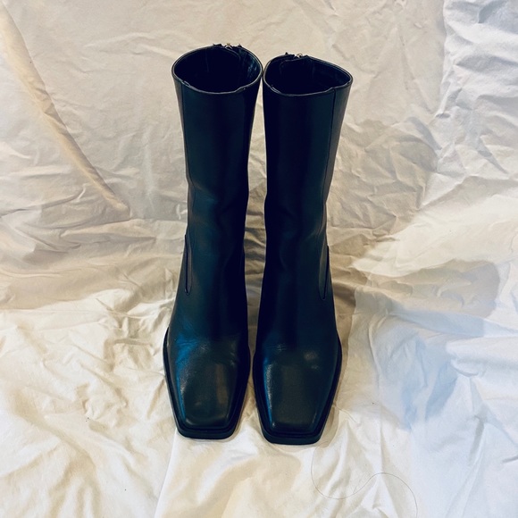 Zara Mid-Calf Leather Boots Size 40 - Picture 2 of 4